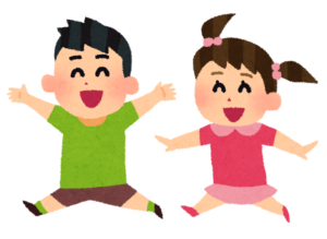 遊び回る男の子と女の子のイラスト